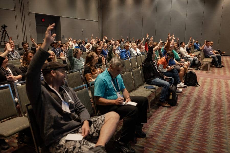 Attendees participate during the 18 Ways to Fill Your Downtime EDUSession held at IAAPA Expo 2023